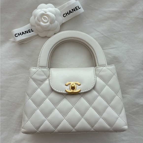 NWT π€ CHANEL 24P White Leather Small Nano Shopper Kelly Bag - Picture 1 of 16